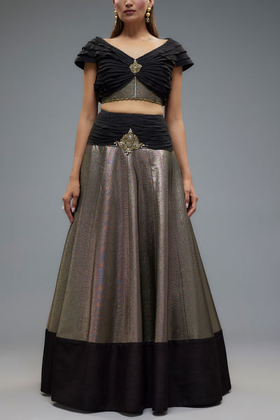 Black and gold shimmer lehenga set
