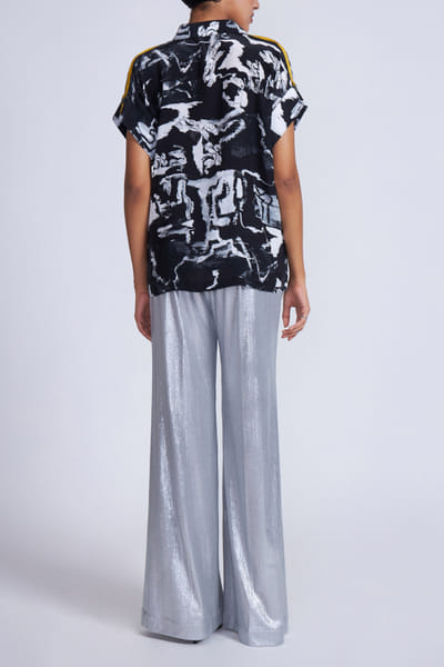 Advait Black and silver artsy print oversized co-ords AVTFEB24D311