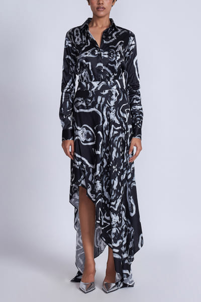 Advait Black and white artsy print co-ord set AVTFEB24D322