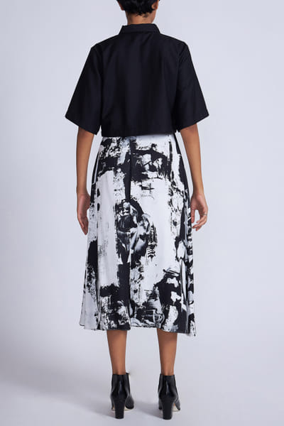 Advait Black and white artsy print cropped co-ords AVTFEB24D312