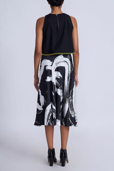 Advait Black and white artsy print skirt set AVTFEB24D319