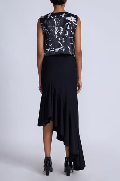 Advait Black and white printed top and ruffled skirt AVTFEB24D320
