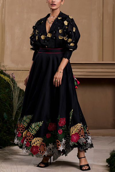 Black chanderi skirt