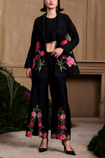Black chanderi top