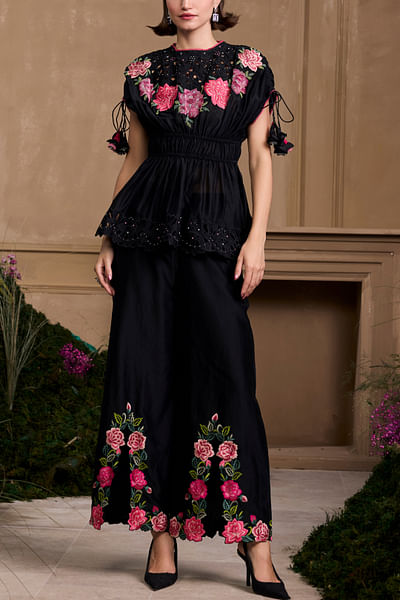 Black chanderi top