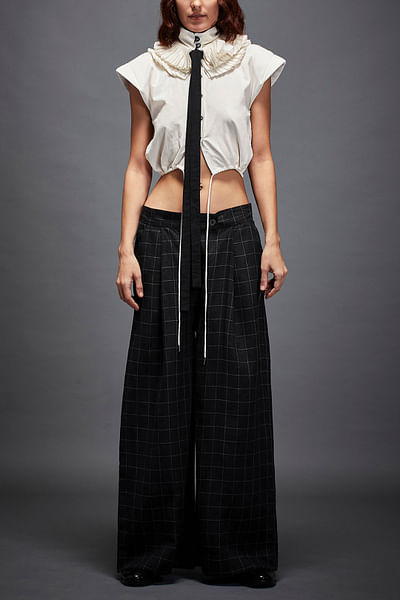 Black check trousers