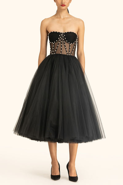 Black corset midi dress