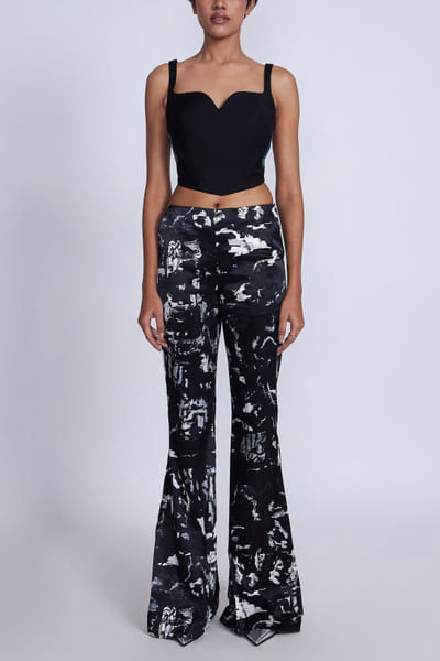 Advait Black corset top and artsy printed pants AVTFEB24D301