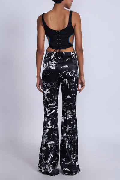 Advait Black corset top and artsy printed pants AVTFEB24D301