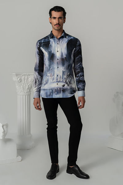 Black cosmic print shirt