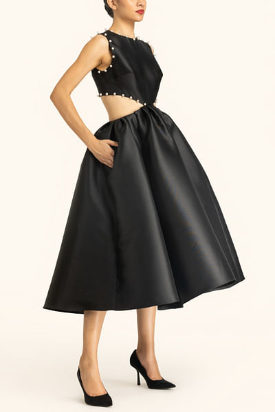 Black cut-out midi dress