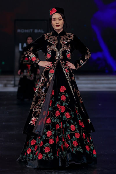 Black dori embroidered anarkali set