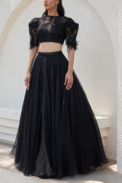 Black embellished lehenga and blouse