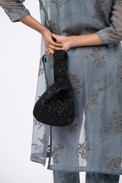 Black embroidered bag