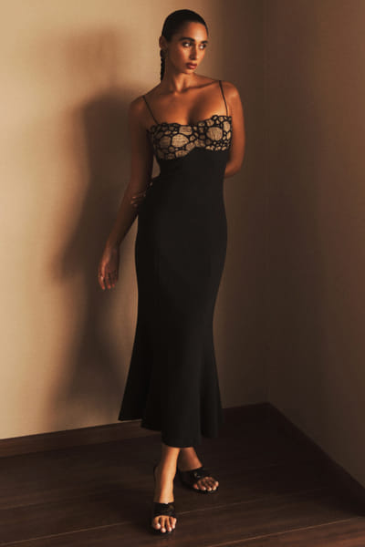 Black embroidered dress