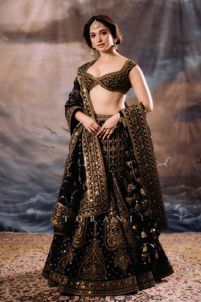 Black embroidered lehenga set