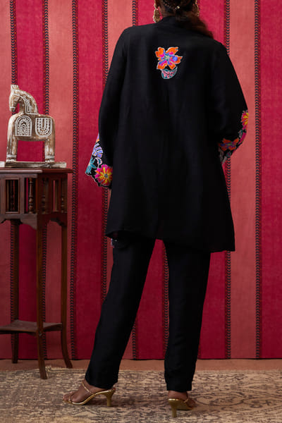Soup by Sougat Paul Black floral applique co-ords SSPMAR24DP101