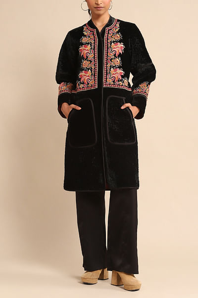 Black floral embroidered jacket