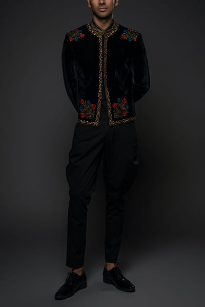 Black floral embroidered jacket