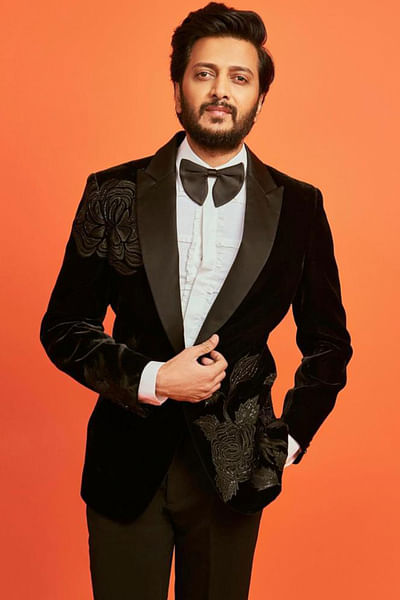 Black floral embroidered tuxedo
