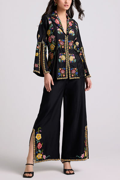 Black floral embroidery jacket