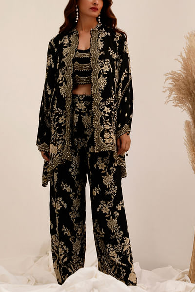 Black floral printed co-ord set