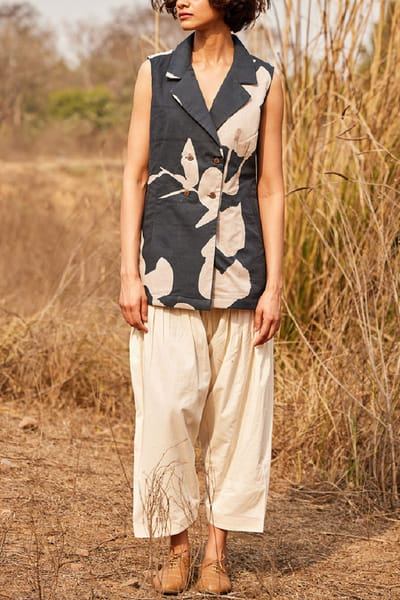 Black floral printed co-ords