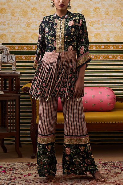 Black floral printed co-ords