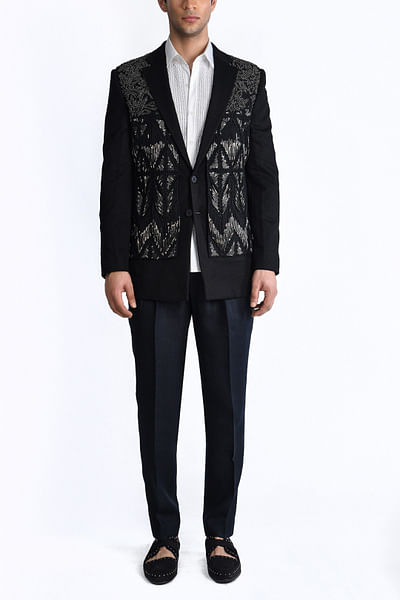 Black geometric embroidered jacket