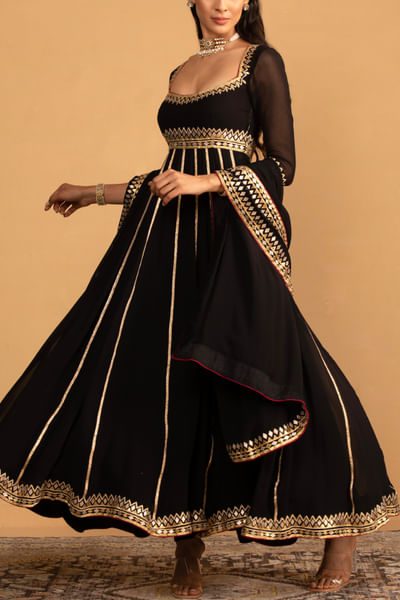 Black gota work anarkali set