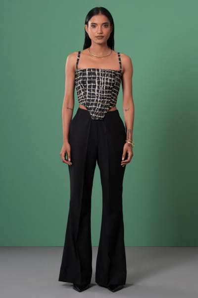 Black hand embroidered corset