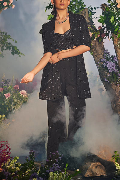 Black jacket and palazzo set