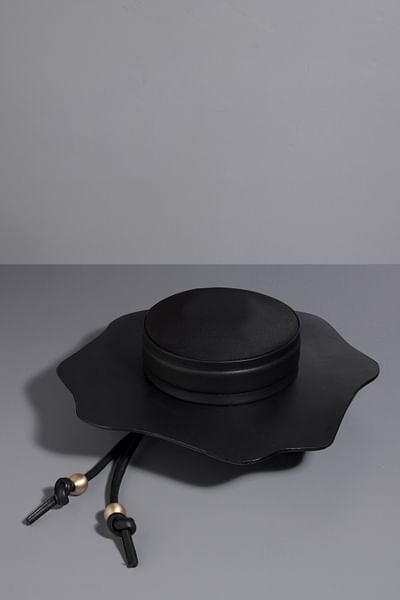 Black leather hat