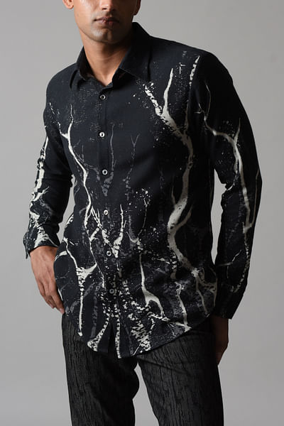Black neuron printed shirt