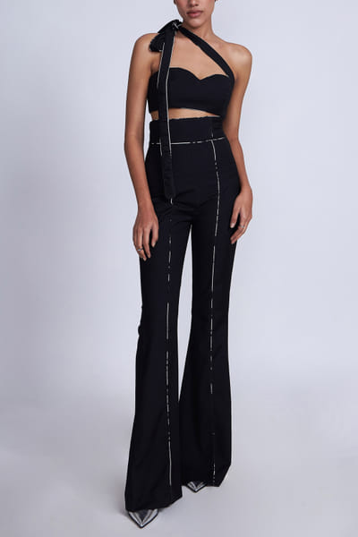 Advait Black one-shoulder co-ords AVTFEB24D302