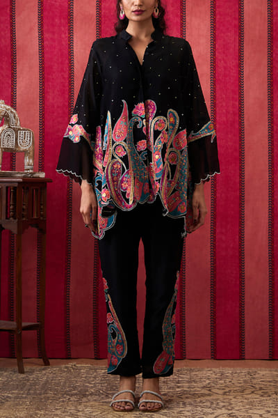 Black paisley applique co-ords