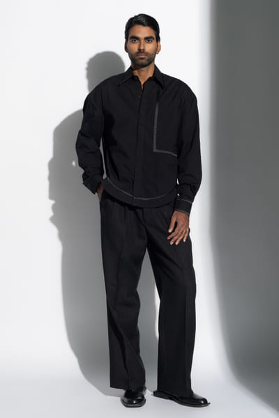 Black panelled shirt