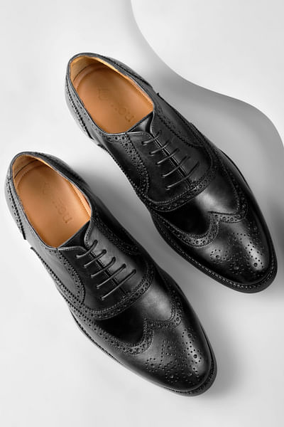 Black perforated brouges