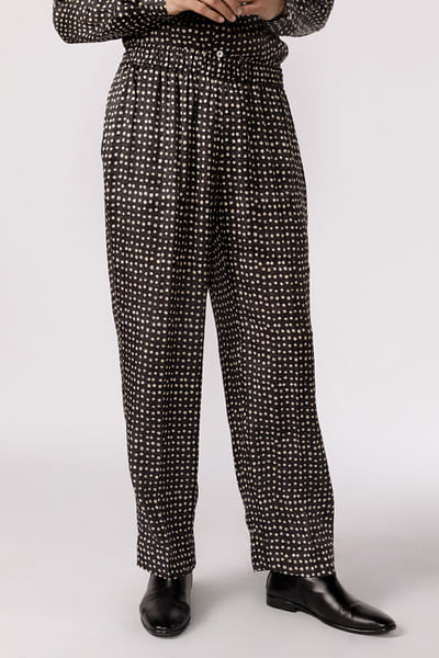 Black polka dot printed pajama pants