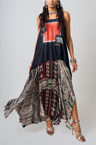 Black printed maxi dress