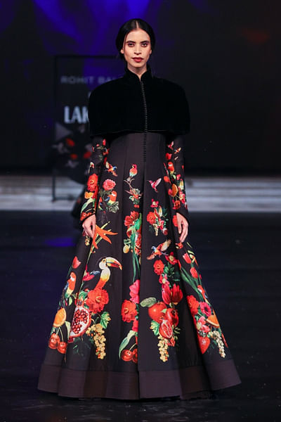 Black printed quilted jacket