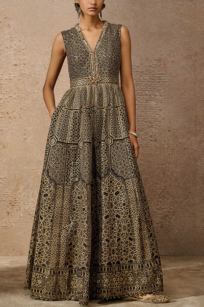 Black sequin embroidered jumpsuit