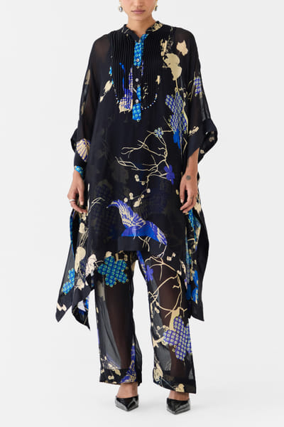 Black shibori printed co-ords