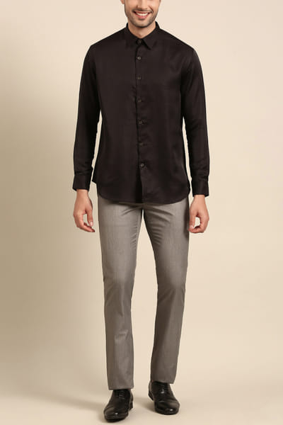 Black silk and cotton shirt