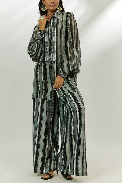 Black stripe printed co-ords