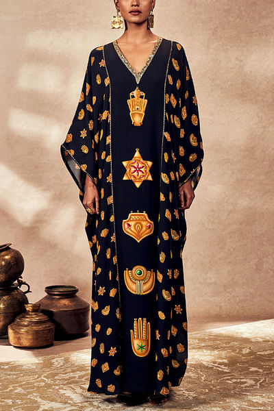 Black trinket printed kaftan