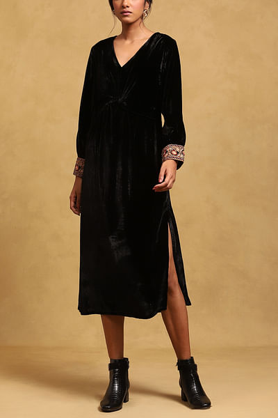 Black V-neck dress