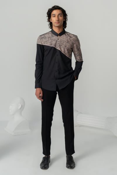 Varun Chakkilam Black vintage texture printed shirt VARFEB25D116919