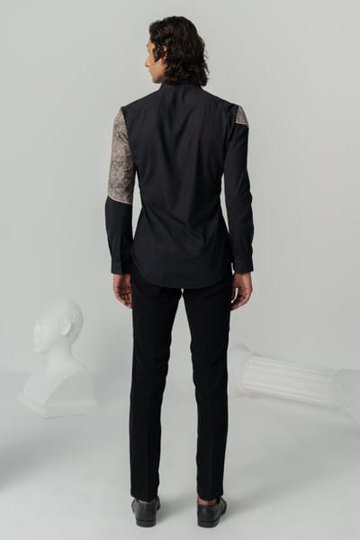 Varun Chakkilam Black vintage texture printed shirt VARFEB25D116919