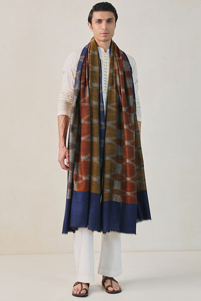 Blue and rust ikat dushala